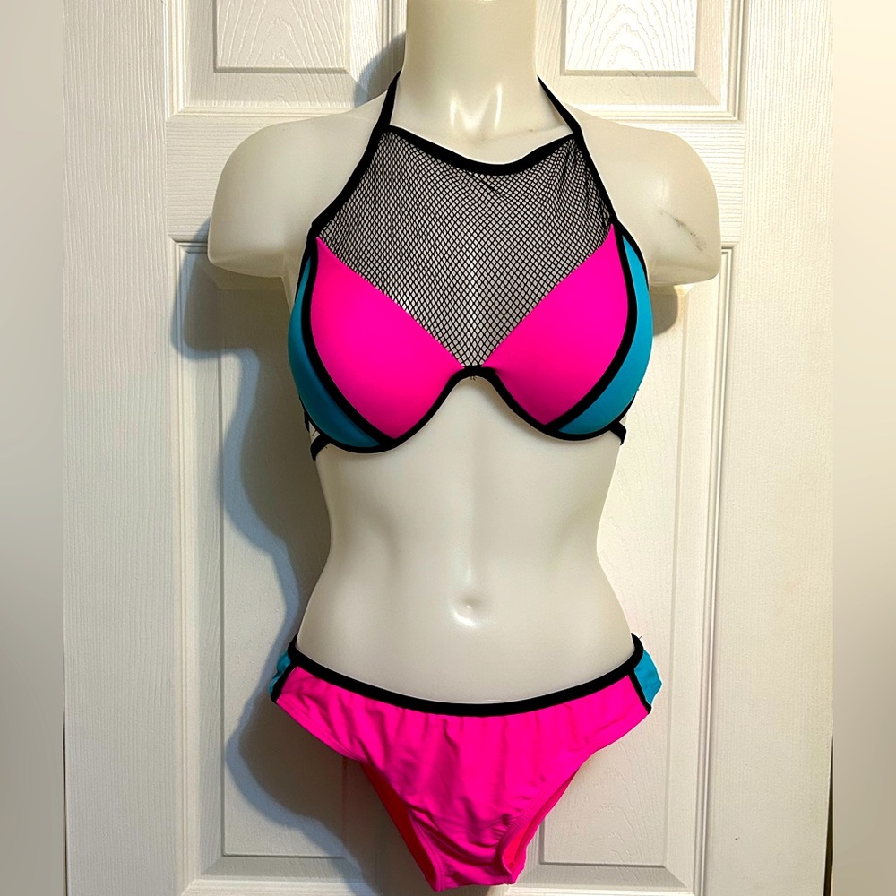 TiniBikini Pink and Blue Bikini Set for Swim